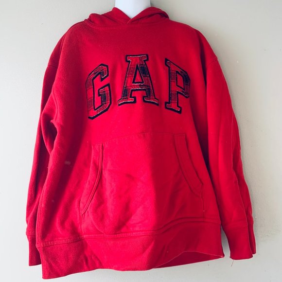 GAP KIDS red and buffalo print hoodie size M/8 - Picture 3 of 7
